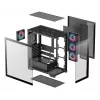 PC korpusas DeepCool CG580 4F Midi Tower — ATX/ITX/MicroATX, grūdintas stiklas, 3×120 mm + 1×120 mm ventiliatoriai, 2×3,5 col. ir 2×2,5 col., USB-A×2 USB-C×1, juodas