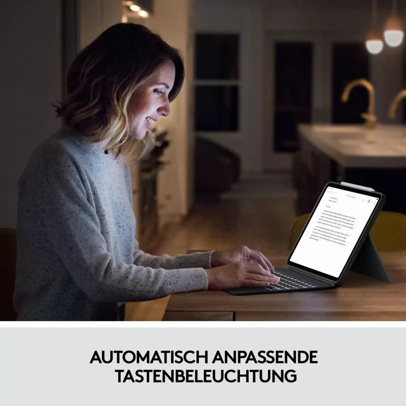Dėklas su klaviatūra Combo Touch US iPad Pro 11 1,2,3 Gen pilkas