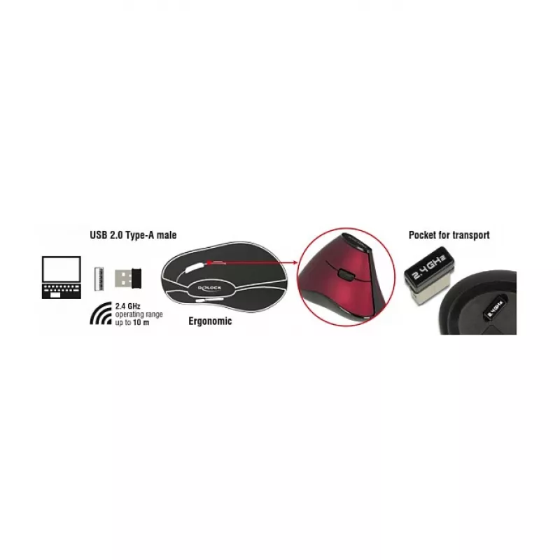 Pelė DeLOCK 12528 RF belaidė optinė 1000 DPI