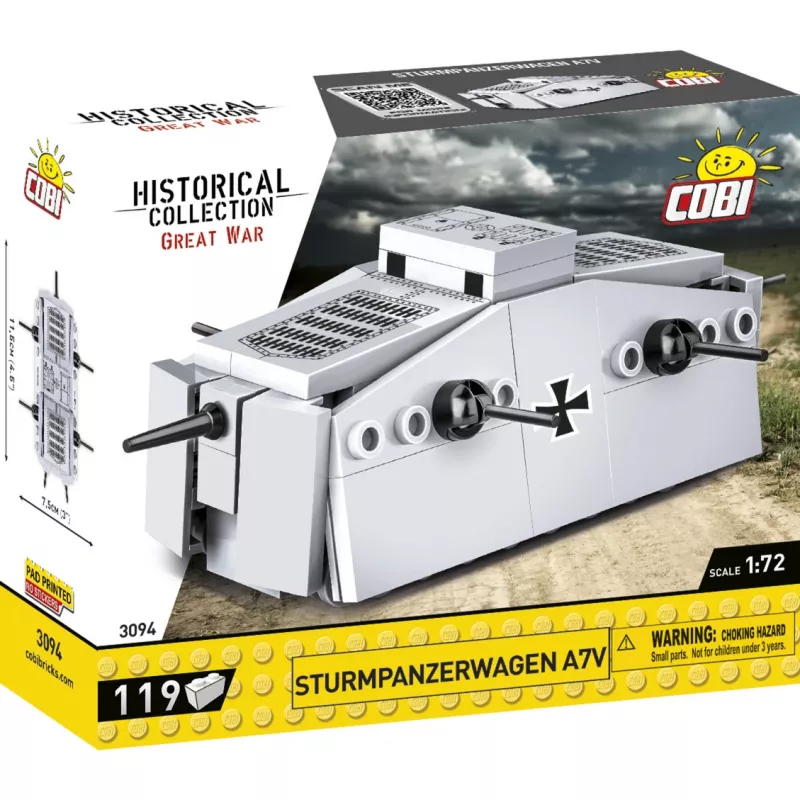 Statybinis rinkinys COBI Sturmpanzerwagen A7V — 119 vnt., rekomenduojamas amžius 5+, sidabrinis