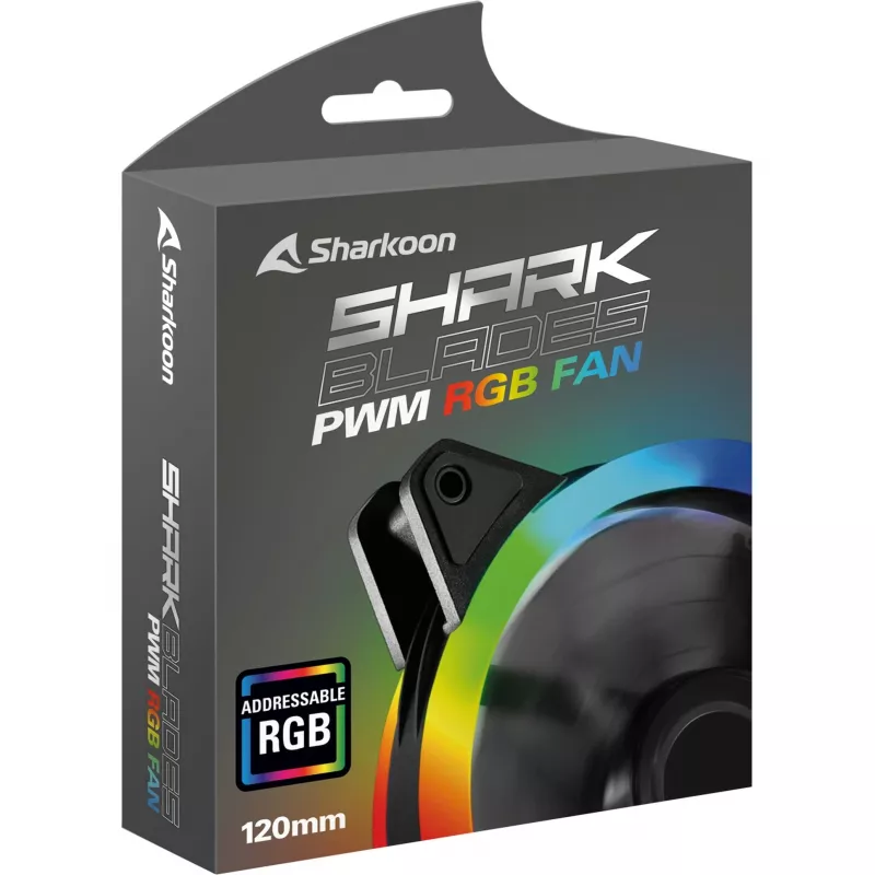 SHARKOON Shark Blades PWM ARGB 120mm korpuso ventiliatorius - juodas