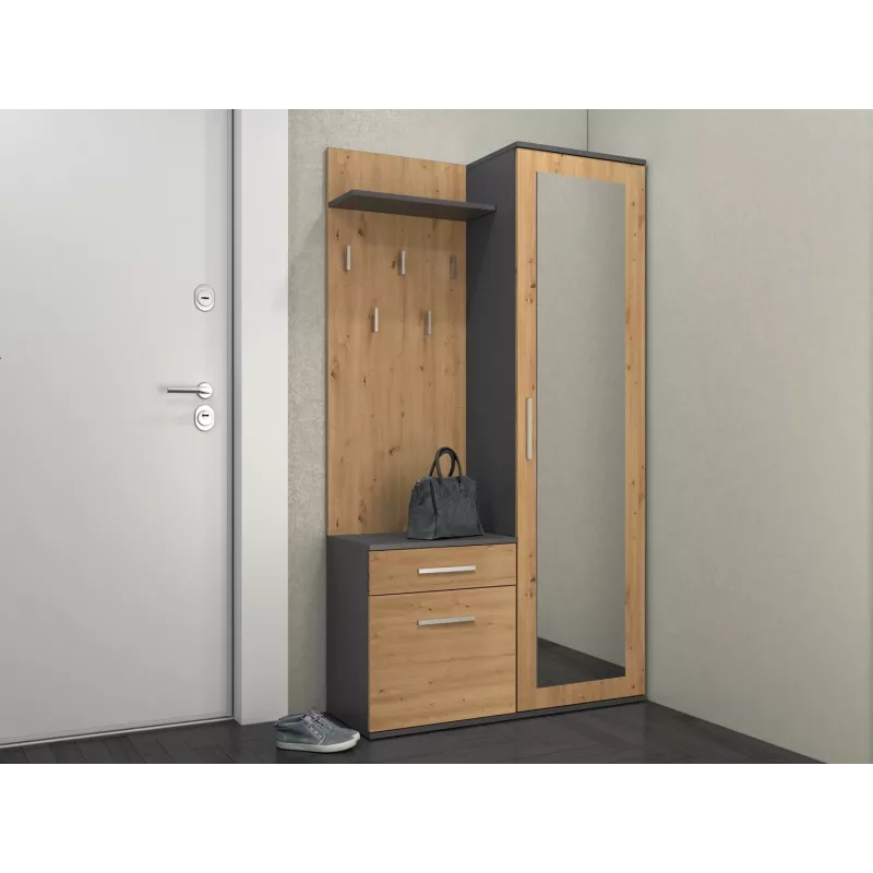 Prieškambario spinta Top e shop GARD DUO ANT/ART KPL — 2 varstomos durys, medžio drožlių plokštė, 1000×350×1800 mm