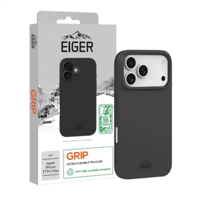 Apsauginis dėklas su rankena Eiger, skirtas iPhone 17 Pro Max — juodas, patvarus lengvas