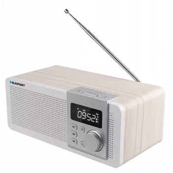 Nešiojamas radijo imtuvas BLAUPUNKT PP14BT su Bluetooth, MP3, MicroSD, USB ir žadintuvu — 6 W, baterija / kintamoji srovė, 230×118×90 mm
