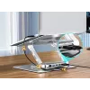 Nešiojamojo kompiuterio stovas Unitek D1109B01 — aliuminis reguliuojamas stovas su nuimamu USB‑C HDMI 4K PD 100W moduliu, iki 17 colių