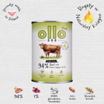 Ollo Plus Kolagen Beef 400g šunų ėdalo skardinė