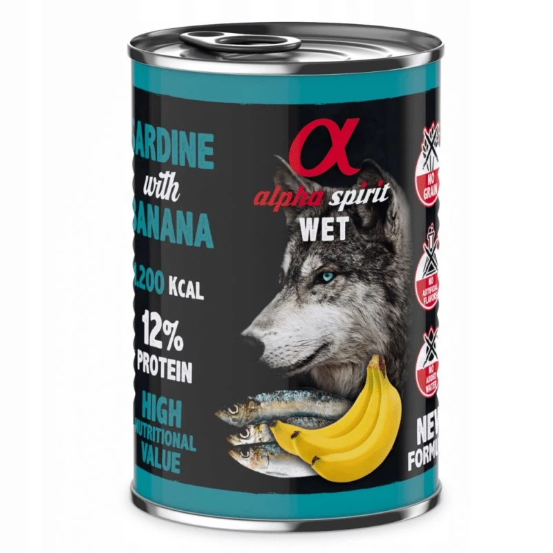 ALPHA SPIRIT WET Sardinė su bananu - šlapias šunų ėdalas - 400g