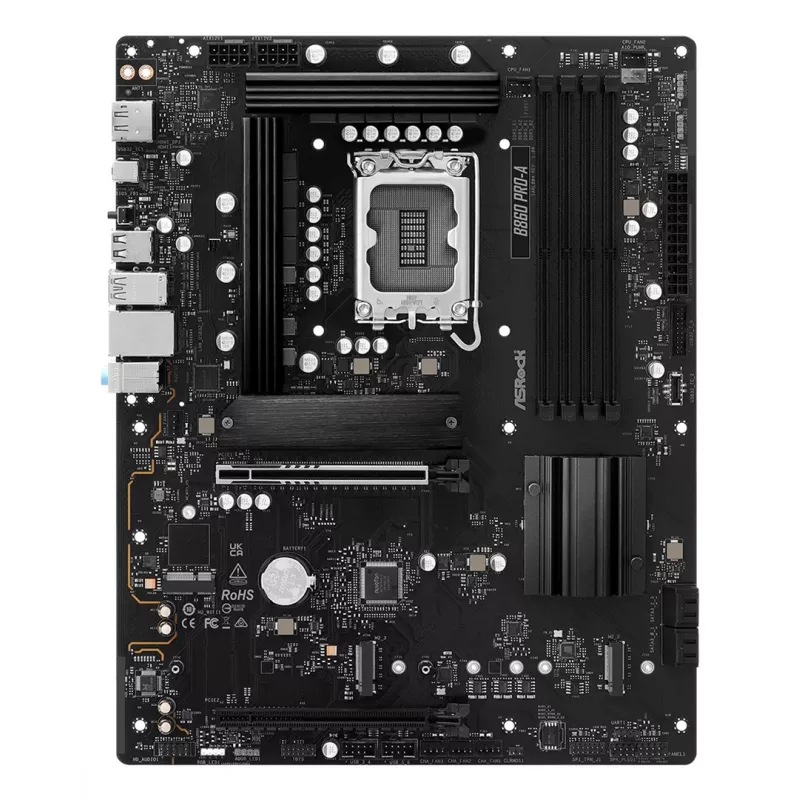 Pagrindinė plokštė ASRock B860 Pro-A — Intel B860 ATX, LGA 1851, DDR5, 4x DIMM, 256GB, 2.5Gb LAN, 1x M.2, 4x SATA III