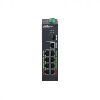 Dahua DH-LR2110-8ET-120 L2 komutatorius su 8 Fast Ethernet (10/100) PoE prievadais, 48–57 V, 8,8 Gbit/s, MAC 8000, juodas