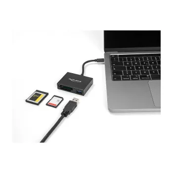 DeLOCK USB-C kortelių skaitytuvas, skirtas XQD ir SD atminties kortelėms, USB 5 Gbps