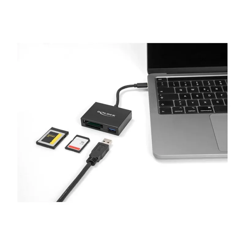 DeLOCK USB-C kortelių skaitytuvas, skirtas XQD ir SD atminties kortelėms, USB 5 Gbps