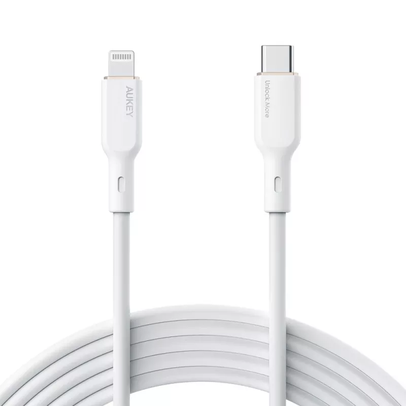 CB-SCL2 Baltas silikoninis kabelis Lightning-USB C USB Power Delivery USB-PD