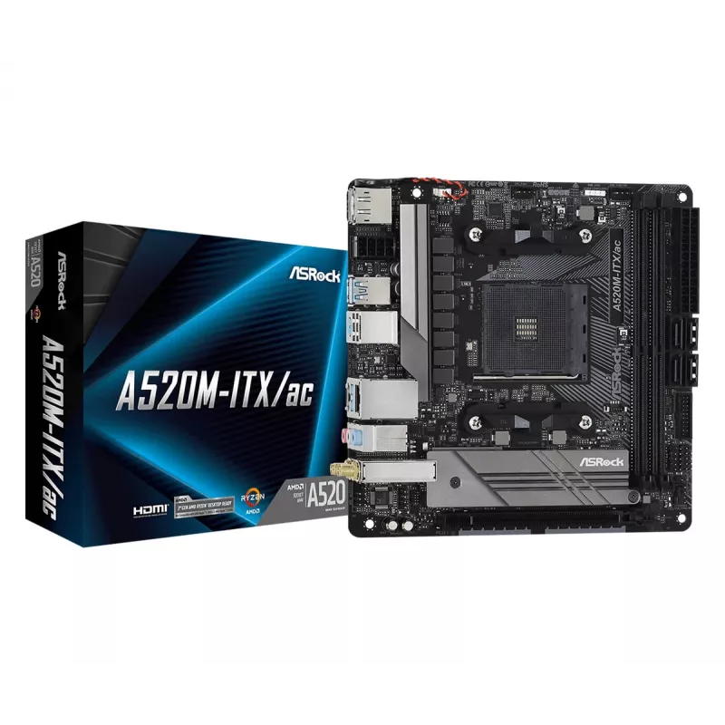 Pagrindinė plokštė ASRock A520M-ITX/ac Socket AM4 micro ATX