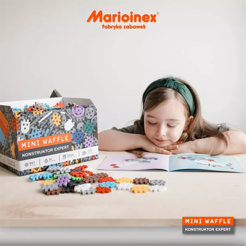 Žaislinis konstruktorius Marioinex Blocks mini Waffle Expert — 100 detalių, įvairiaspalvis, amžius 3+