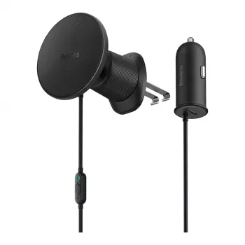 Automobilinis magnetinis laikiklis ir USB‑C įkroviklis Baseus 15W/25W juodas