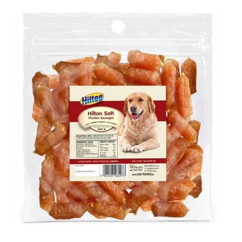 HILTON minkštos vištienos dešrelės – skanėstas šunims – 500 g