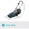 Akumuliatorinė vejapjovė PowerMax 37/36V P4A paruošta naudoti rinkinys, 36 voltų (2x18V) (juoda/pilka, 2x ličio jonų baterija 4,0Ah, POWER FOR ALL ALLIANCE)