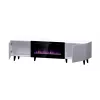 TV spintelė Cama Meble PAFOS EF su elektriniu židiniu 180×42×49 cm, balta matinė
