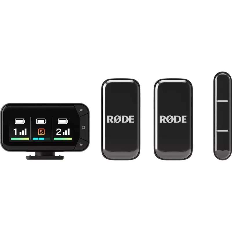 Belaidžio lavalier mikrofonų rinkinys Rode Wireless Micro Camera Kit su belaidžiu siųstuvu ir imtuvu