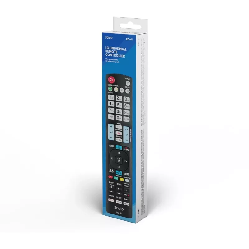 SAVIO RC-11 infraraudonųjų spindulių nuotolinio valdymo pultas LG televizoriams, juodas, veikimo nuotolis 10 m, palaiko 1 įrenginį