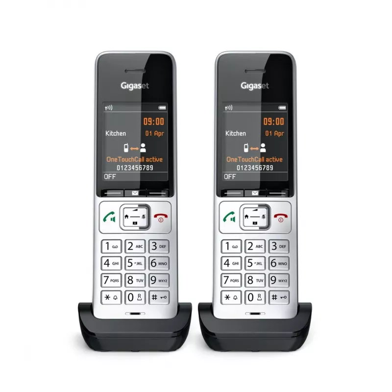 Gigaset COMFORT 500HX duo Analoginis/DECT telefonas su skambučio numerio atpažinimu, juodas, sidabrinis