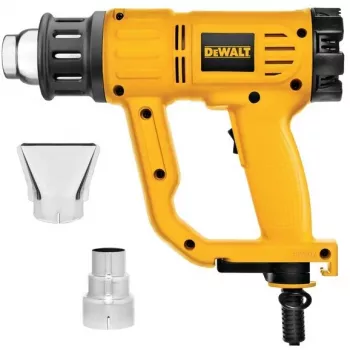 Karšto oro pistoletas DeWalt D26411 — 1800 W, pistoleto rankena, maks. 600 °C, 450 l/min oro srautas, geltonas