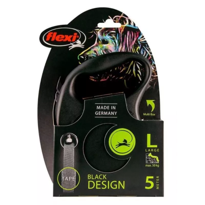 Flexi Juoda Design L 5 m ištraukiamas pavadėlis šunims