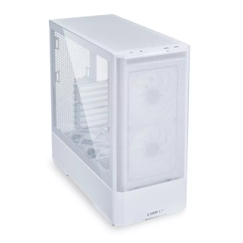MidiTower PC korpusas Lian Li LANCOOL 207 — baltas, permatomas skydelis, palaiko ATX/MicroATX/MiniITX, be maitinimo bloko