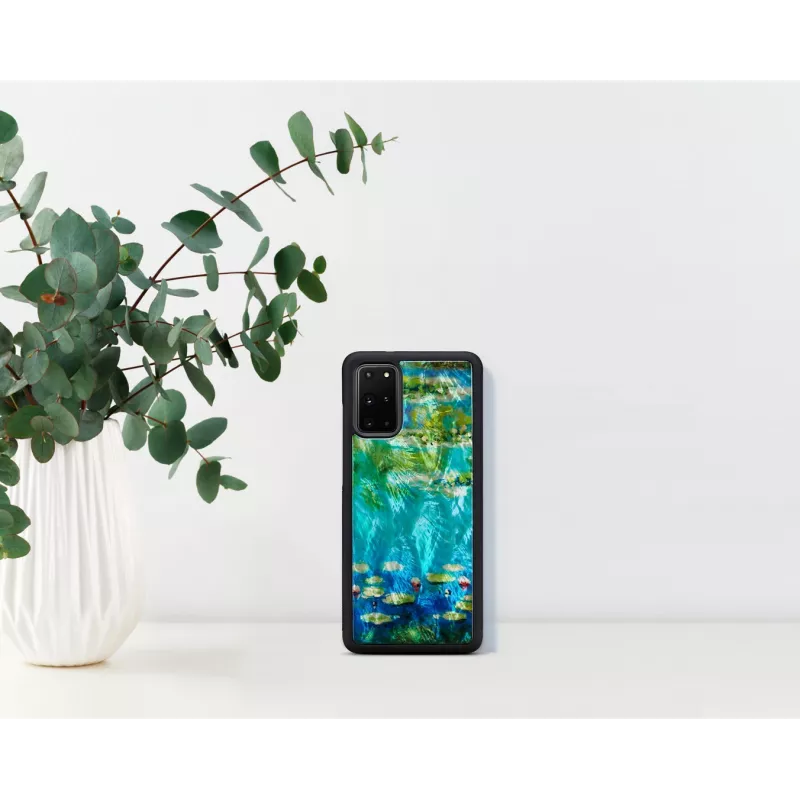 Telefono dėklas iKins, skirtas Samsung Galaxy S20+ — juodas vandens lelijų dizainas
