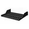 Digitus | 2U fiksuota lentyna stelažams | DN-19 TRAY-2-SW | Juoda | Puikiai tinka komponentų, kurie netinka 483 mm (19 inch) standartui, laikymui. Plonas dizainas, užimantis 2 aukščio vienetų vietą. Lengvai ir greitai montuojama bei išmontuojama. Matmenys 88x