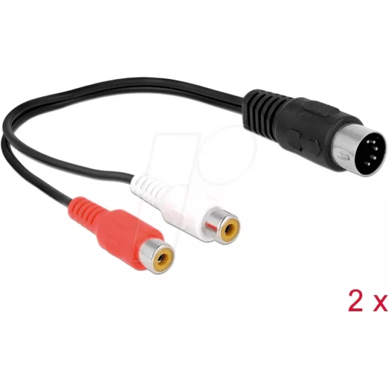 Garso kabelis DeLOCK 85835 0,2 m DIN (5 kontaktų) 2 × RCA juodas