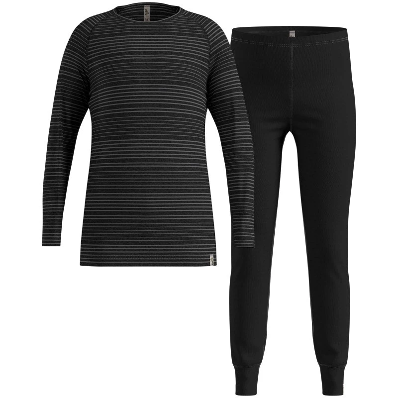 Odlo Set long ACTIVE WARM ECO SET vaikiškų apatinių rinkinys, 140 cm dydžio, juoda ir pilka