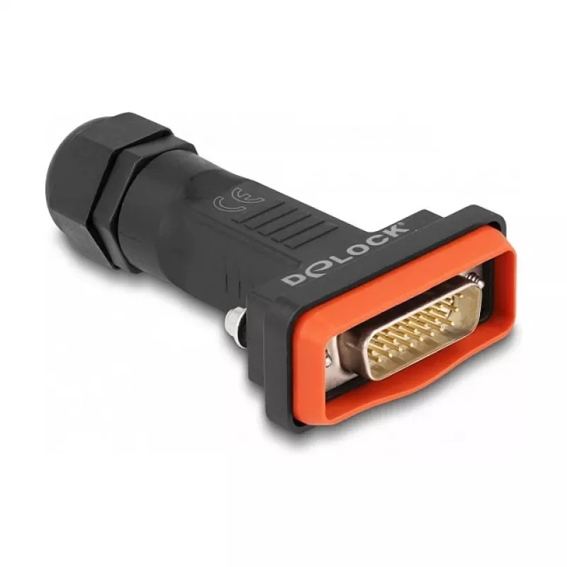 DeLOCK D-Sub HD 26 kontaktų kištukas su IP67 atspariu vandeniui korpusu