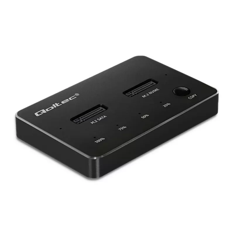 Qoltec 52274 M.2 SSD diskų prijungimo stotelė | NVMe | SATA | USB-C | DUAL 2 x 2TB