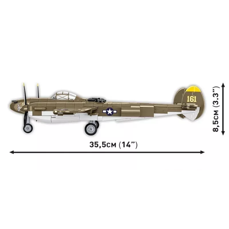 Cobi Building Blocks Lockheed P-38H Lightning rinkinys 5763 — mastelinis modelio rinkinys, kolekcinis lėktuvo modelis