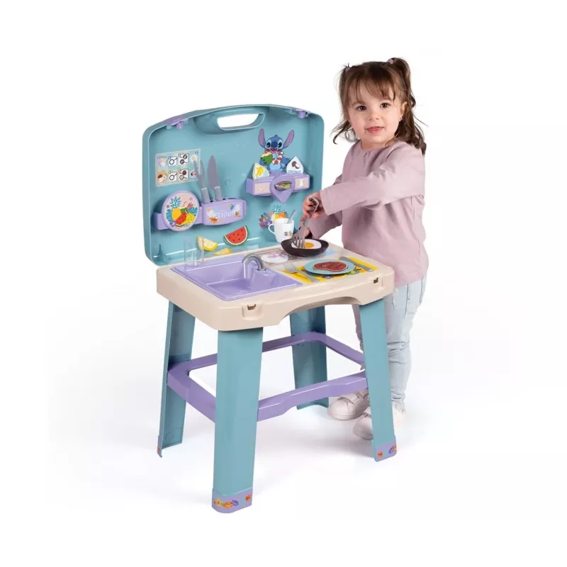 Žaidimų virtuvėlė SMOBY Stitch Kitchen 7600311909 su priedais – vaikiškas vaidmenų žaidimų virtuvės rinkinys