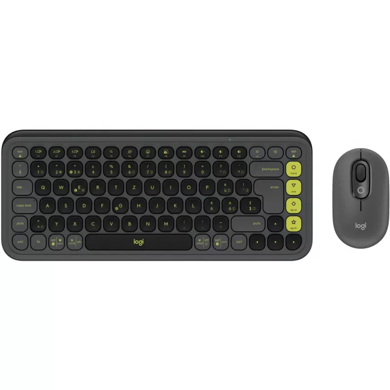 Logitech POP ICON COMBO Swiss, Grafitas/žalia, Bluetooth, Šveicariška, 920-013275