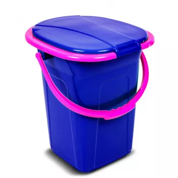 GreenBlue GB320BR 19L Nešiojamas stovyklavimo tualeto kibiras kelionėms festivaliams su rankena nuimama sėdyne - tamsiai mėlyna ir rožinė