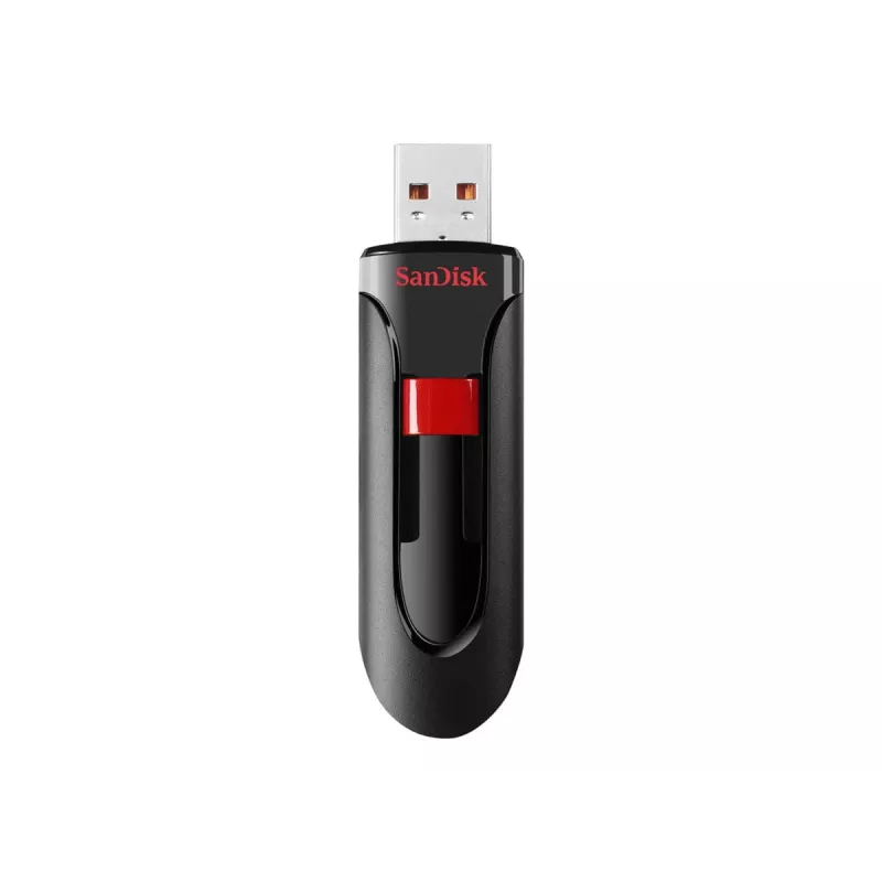 USB atmintukas SANDISK Cruzer Glide 32 GB USB Type-A 2.0, slankioji konstrukcija, apsauga slaptažodžiu, juoda/raudona