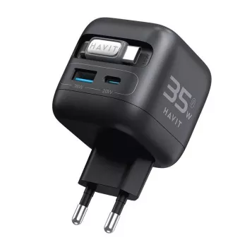 GaN kelioninis įkroviklis Havit UC250 A-EU 20V 1xUSB-C 0,7 m juodas