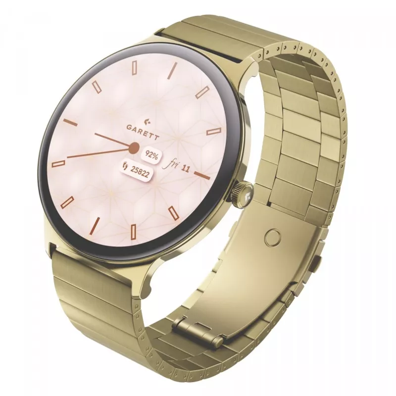Išmanusis laikrodis Garett Verona 2 Gold Steel su Bluetooth ir širdies ritmo monitoriumi