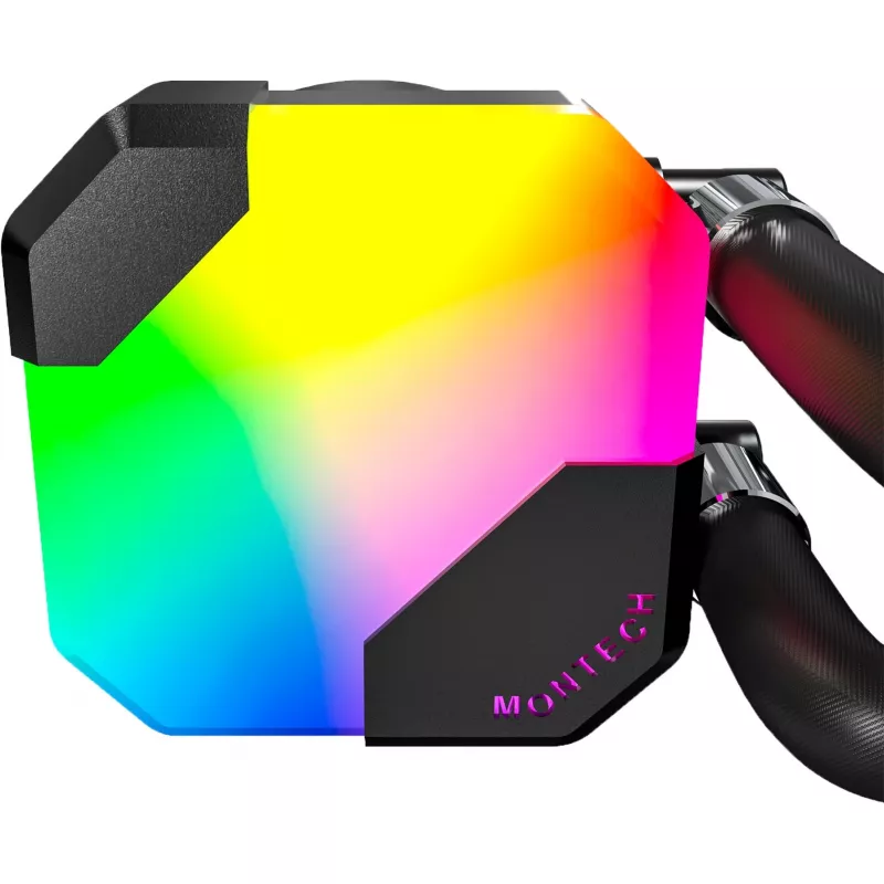 AIO vandens aušinimas Montech Hyper Flow ARGB 360 mm juodas — 360 mm radiatorius, ARGB, uždaro ciklo procesoriaus aušintuvas