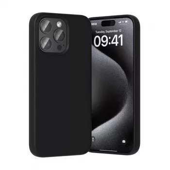 Telefono silikoninis dėklas Vention KUFB0-30, skirtas iPhone 15 Pro, juodas, plona minkšta apsauga