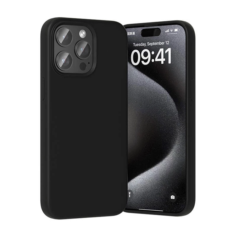 Telefono silikoninis dėklas Vention KUFB0-30, skirtas iPhone 15 Pro, juodas, plona minkšta apsauga