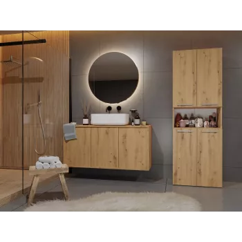Vonios spintelė Top e shop NEL 1K DK ART KPL, ąžuolo spalvos rėmas, 600×300×1740 mm, 5 lentynos, pastatoma