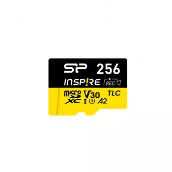 Atminties kortelė “Silicon Power Inspire” 256 GB MicroSDXC V30 UHS-I U3 A2 4K + adapteris (SP256GBSTXLA2V1NSP)