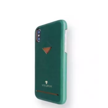 Telefono kortelių lizdo galinis korpusas VixFox, skirtas iPhone X / XS, miško žalios spalvos apsauginis galinis dangtelis su kortelių kišene