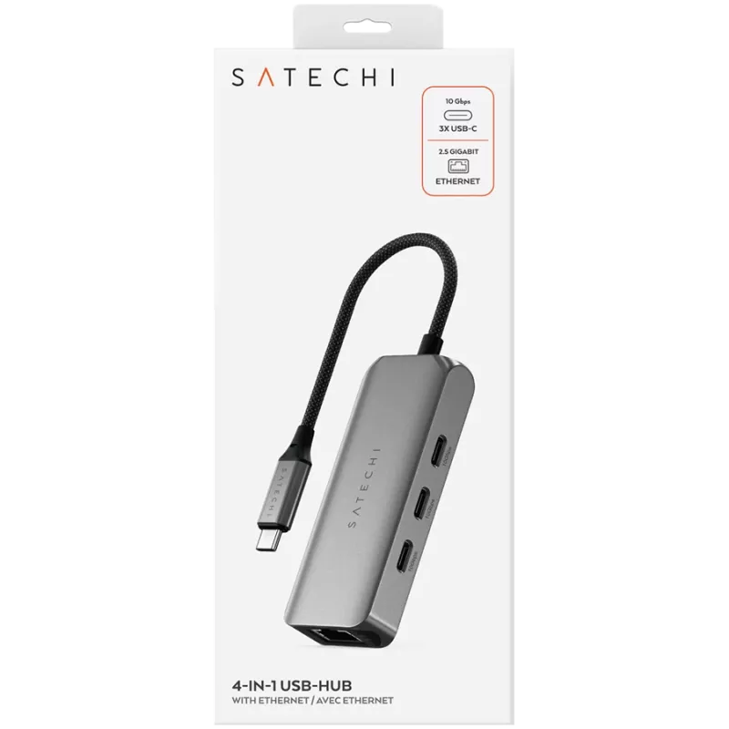 Satechi 4-in-1 dokinė stotelė ST-H3C25EM USB-C 3.2 Gen2 pilka (ST-H3C25EM)