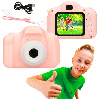 Vaikiškas skaitmeninis fotoaparatas Extralink H20 rožinis 1080P 30fps 2,0 colio ekranas