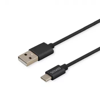 Savio CL-129 USB laidas 2 m USB 2.0 USB A USB C Juoda